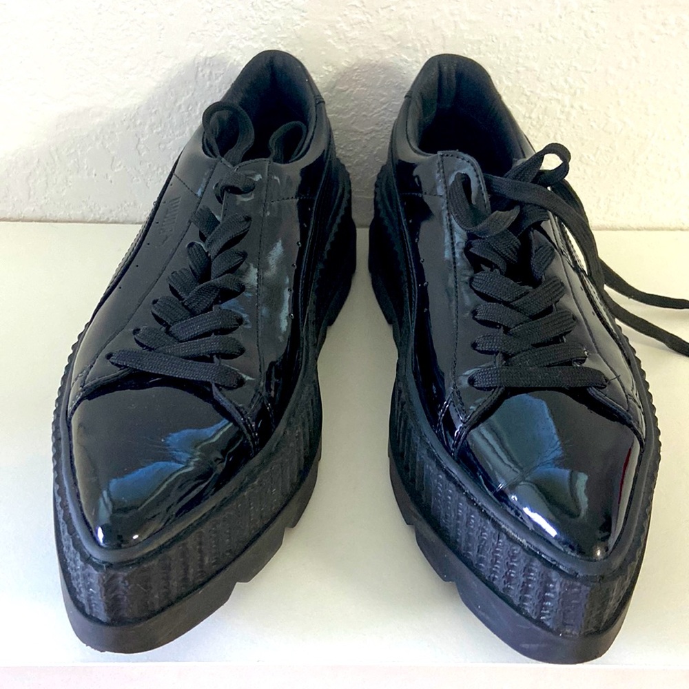 Puma Fenty black patent creeper tennis shoes